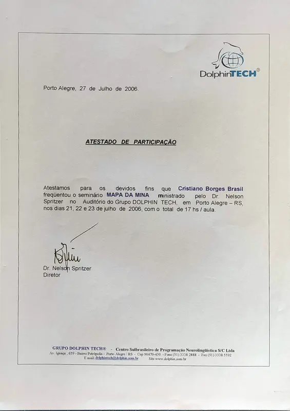 Mapa da Mina - Análise Gráfica de Ativos Financeiros - DolphinTECH - Nelson Spritzer - certificado de Cristiano Brasil
